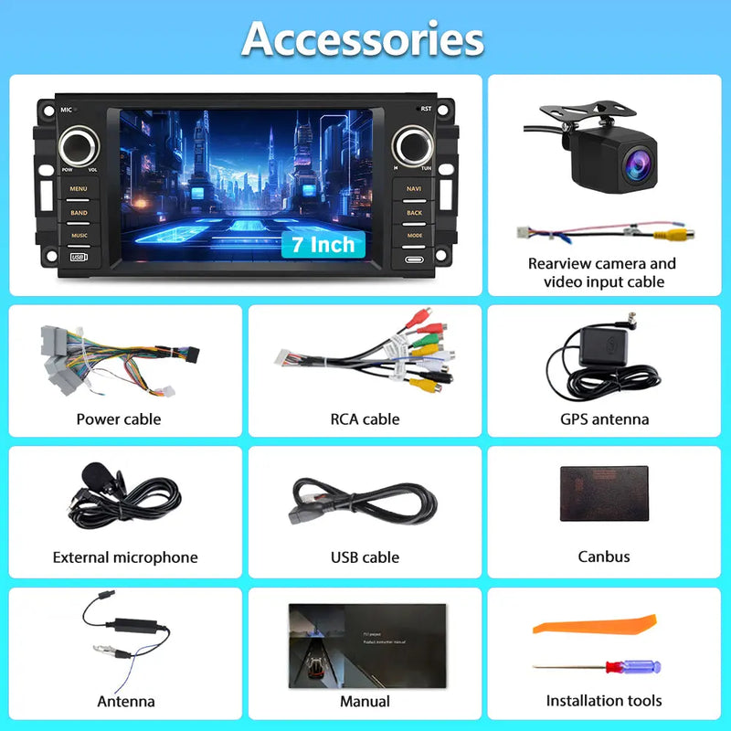 AWESAFE Android Car Radio Stereo with CarPlay GPS SWC FM Radio for Jeep Wrangler Unlimited Chrys 2005-2018 AWESAFE
