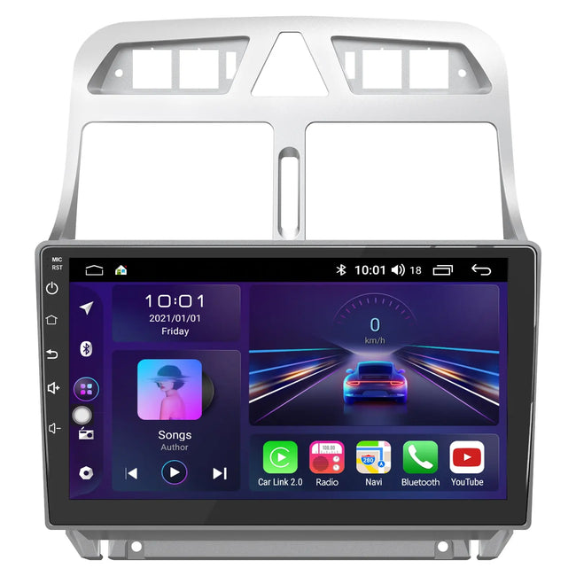AWESAFE Android Car Stereo Para Peugeot 307 SW Cc 2002-2013 Radio con Pantalla Táctil Actualizada con Carplay Inalámbrico Android Auto, Soporte Bluetooth WiFi Navegación GPS AWESAFE