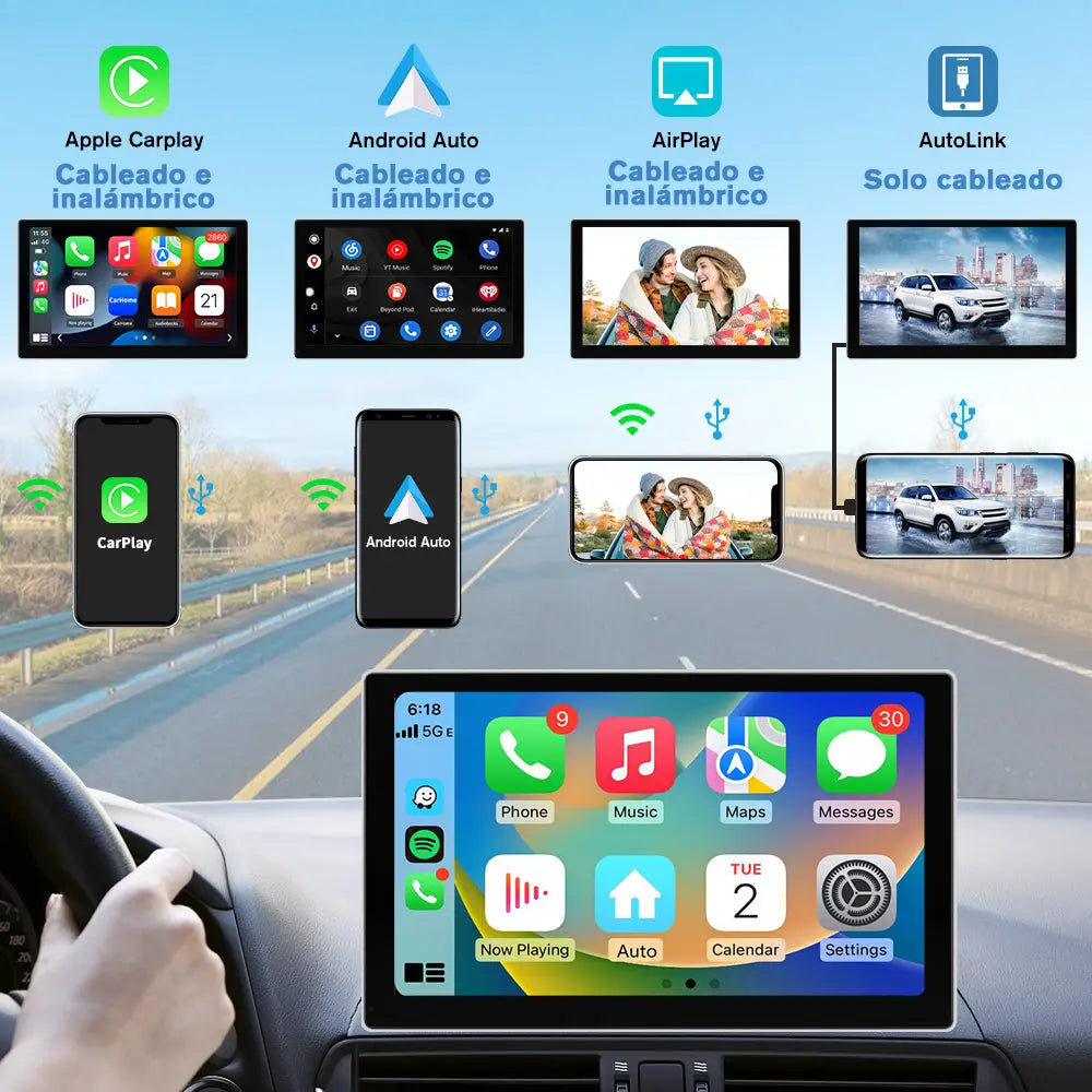 AWESAFE Android Car Stereo Para Renault  Sistema Actualización de Radio de Pantalla Táctil con Carplay Inalámbrico Android Auto, Soporte Bluetooth WiFi Navegación GPS AWESAFE