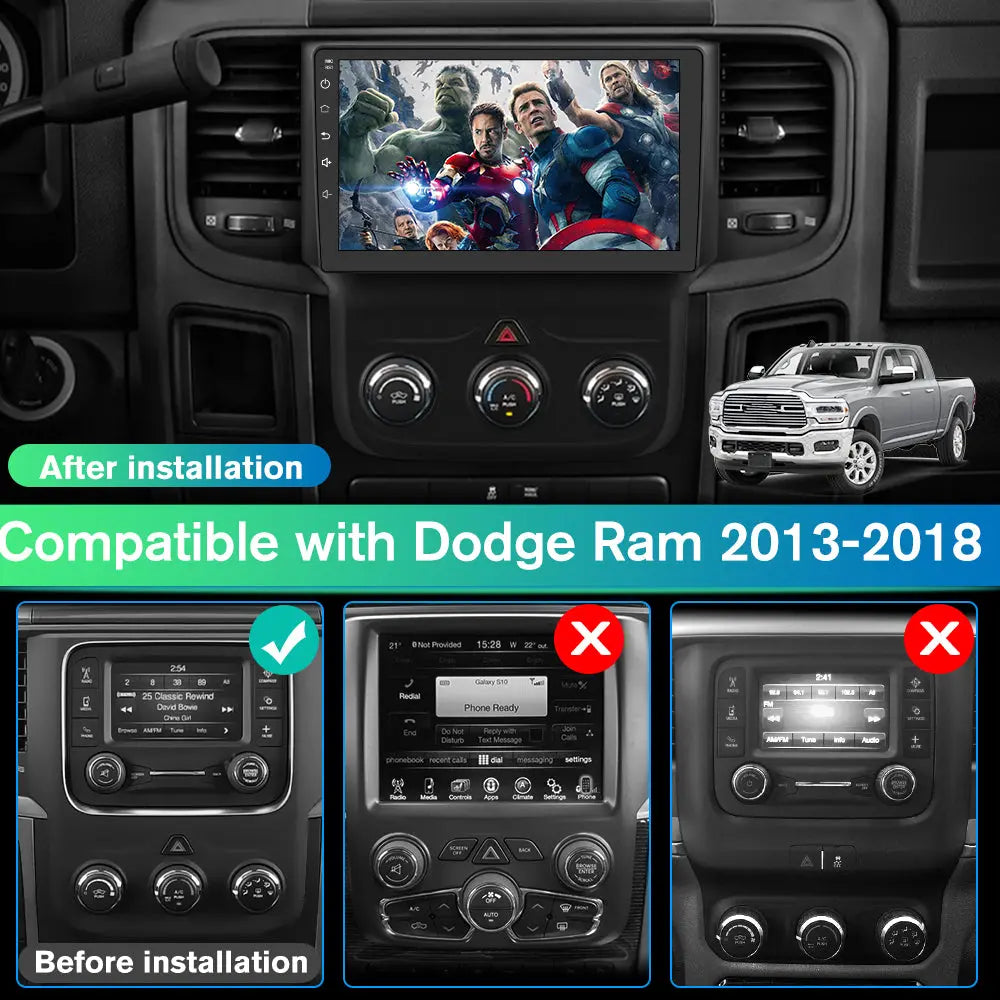 AWESAFE Android Car Stereo for Dodge RAM 1500 2500 3500 2013-2018 Trucks Radio Upgrade, Wireless CarPlay Android Auto Touch Screen Replacement GPS Bluetooth WiFi, 4+64GB AWESAFE