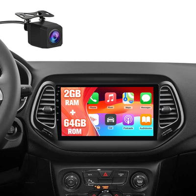 AWESAFE Android Car Stereo for Jeep Compass 2017 2018 2019 2020 10" Touchscreen Radio, for Jeep Compass CarPlay&Android Auto, GPS Navigation WiFi AM FM - 2GB+64GB AWESAFE