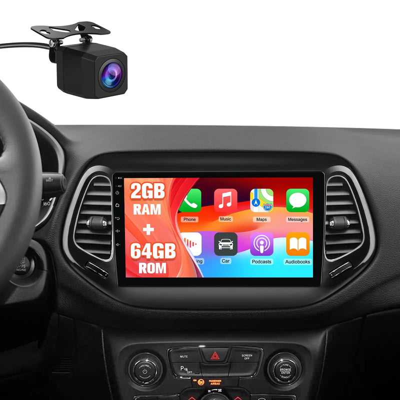 AWESAFE Android Car Stereo for Jeep Compass 2017 2018 2019 2020 10" Touchscreen Radio, for Jeep Compass CarPlay&Android Auto, GPS Navigation WiFi AM FM - 2GB+64GB AWESAFE