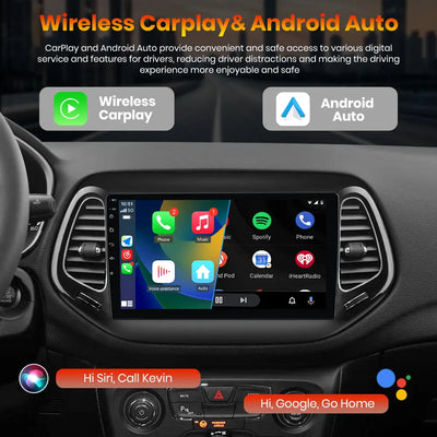 AWESAFE Android Car Stereo for Jeep Compass 2017 2018 2019 2020 10" Touchscreen Radio, for Jeep Compass CarPlay&Android Auto, GPS Navigation WiFi AM FM - 2GB+64GB AWESAFE
