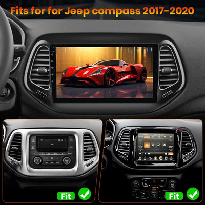 AWESAFE Android Car Stereo for Jeep Compass 2017 2018 2019 2020 10" Touchscreen Radio, for Jeep Compass CarPlay&Android Auto, GPS Navigation WiFi AM FM - 2GB+64GB AWESAFE