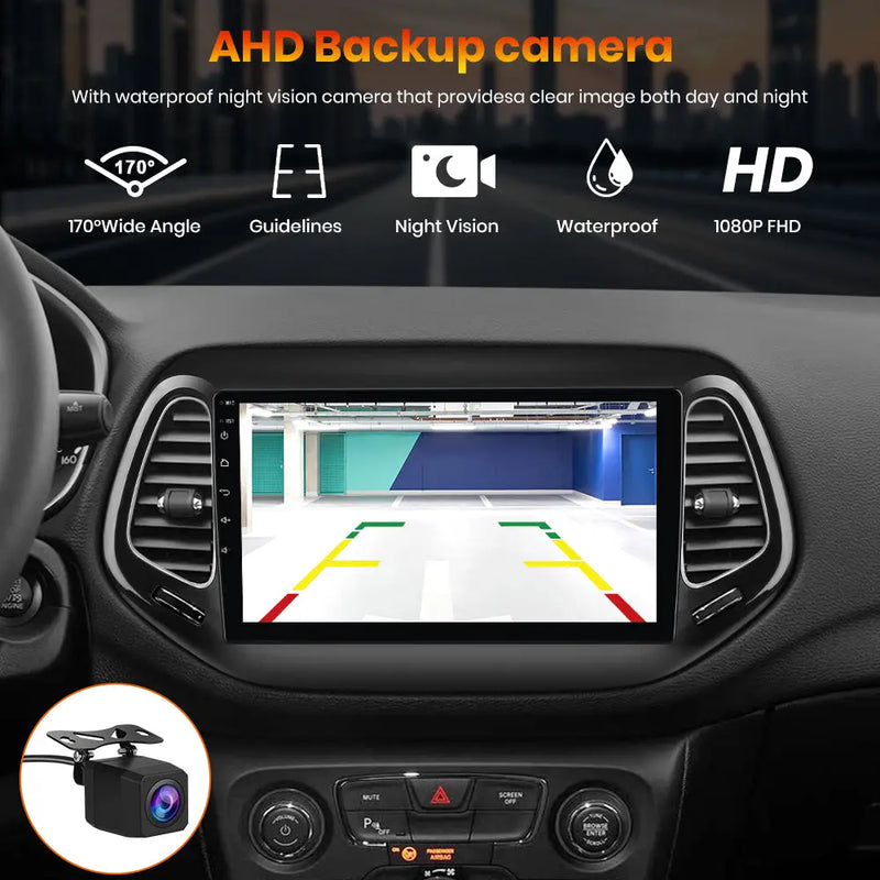 AWESAFE Android Car Stereo for Jeep Compass 2017 2018 2019 2020 10" Touchscreen Radio, for Jeep Compass CarPlay&Android Auto, GPS Navigation WiFi AM FM - 2GB+64GB AWESAFE
