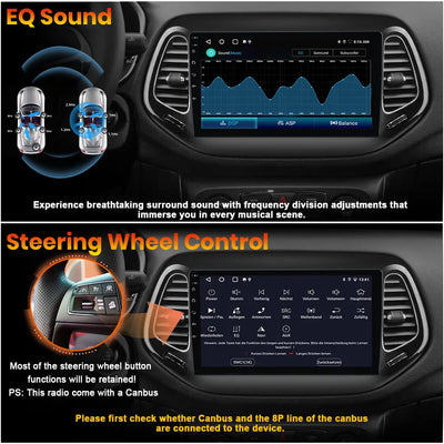 AWESAFE Android Car Stereo for Jeep Compass 2017 2018 2019 2020 10" Touchscreen Radio, for Jeep Compass CarPlay&Android Auto, GPS Navigation WiFi AM FM - 2GB+64GB AWESAFE