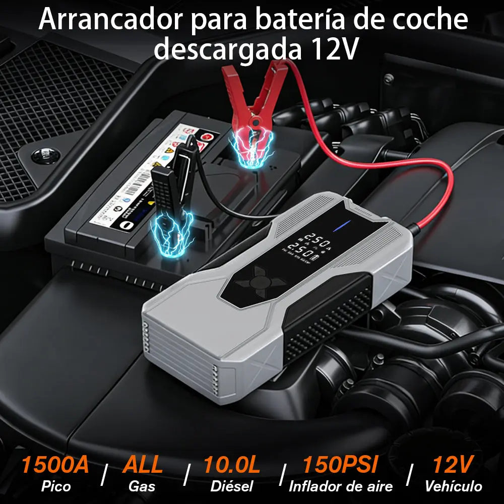 AWESAFE Arrancador de Batería Portátil con Compresor de Aire Integrado, Power Bank de 12000 mAh de Alta Potencia para Emergencias Automotrices AWESAFE