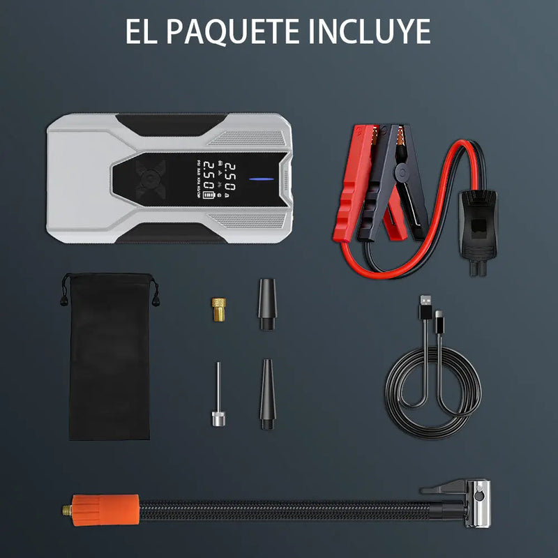 AWESAFE Arrancador de Batería Portátil con Compresor de Aire Integrado, Power Bank de 12000 mAh de Alta Potencia para Emergencias Automotrices AWESAFE