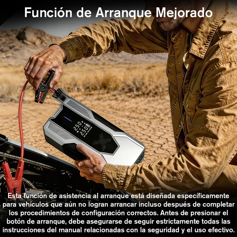 AWESAFE Arrancador de Batería Portátil con Compresor de Aire Integrado, Power Bank de 12000 mAh de Alta Potencia para Emergencias Automotrices AWESAFE