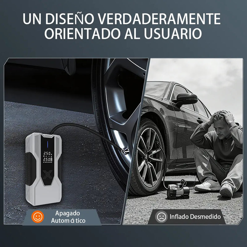 AWESAFE Arrancador de Batería Portátil con Compresor de Aire Integrado, Power Bank de 12000 mAh de Alta Potencia para Emergencias Automotrices AWESAFE
