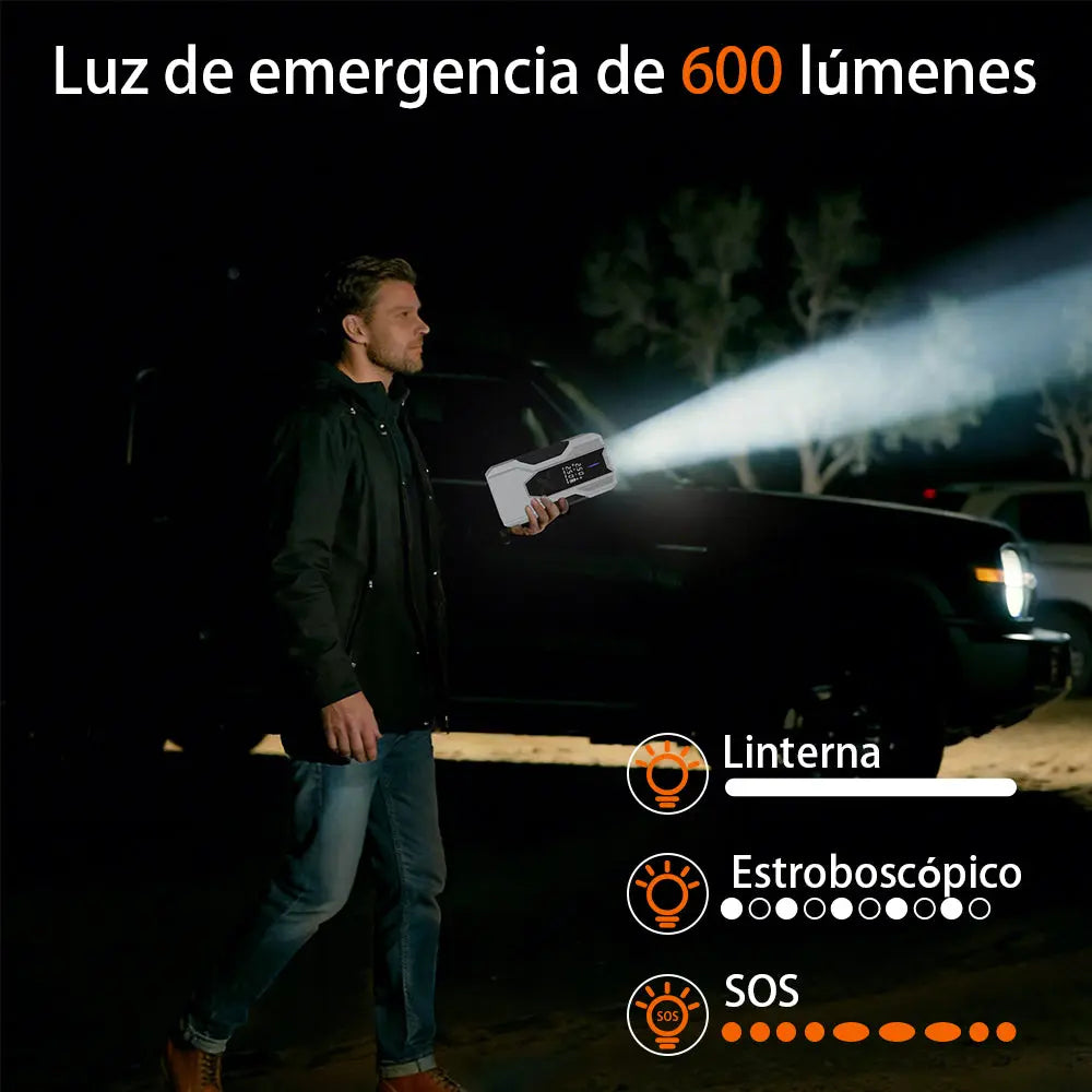 AWESAFE Arrancador de Batería Portátil con Compresor de Aire Integrado, Power Bank de 12000 mAh de Alta Potencia para Emergencias Automotrices AWESAFE