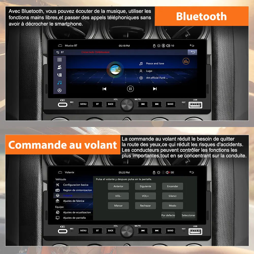 AWESAFE Autoradio 1 DIN avec Écran Tactile HD 6,86 pouces,CarPlay & Android Auto sans Fil Bluetooth FM USB Compatible Caméra de Recul AWESAFE