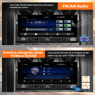AWESAFE Autoradio 1 DIN avec Écran Tactile HD 6,86 pouces,CarPlay & Android Auto sans Fil Bluetooth FM USB Compatible Caméra de Recul AWESAFE