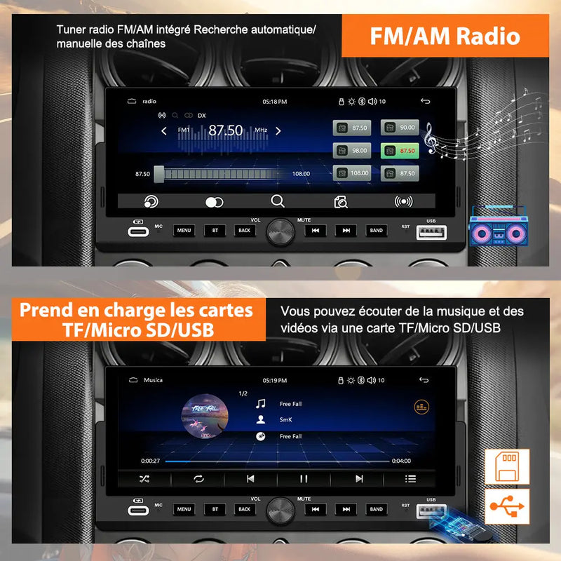 AWESAFE Autoradio 1 DIN avec Écran Tactile HD 6,86 pouces,CarPlay & Android Auto sans Fil Bluetooth FM USB Compatible Caméra de Recul AWESAFE