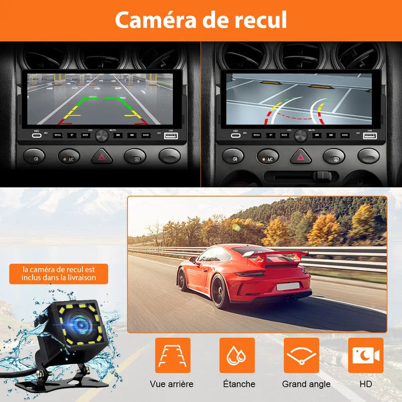 AWESAFE Autoradio 1 DIN avec Écran Tactile HD 6,86 pouces,CarPlay & Android Auto sans Fil Bluetooth FM USB Compatible Caméra de Recul AWESAFE