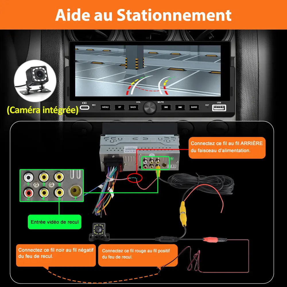 AWESAFE Autoradio 1 DIN avec Écran Tactile HD 6,86 pouces,CarPlay & Android Auto sans Fil Bluetooth FM USB Compatible Caméra de Recul AWESAFE