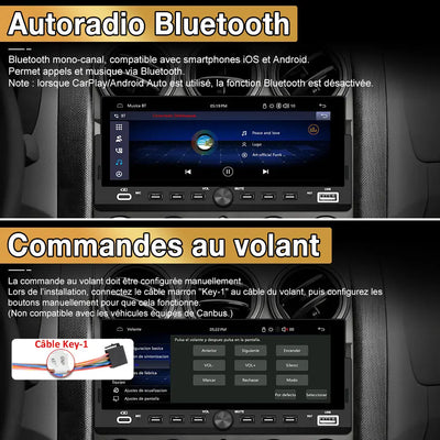 AWESAFE Autoradio 1 DIN avec Écran Tactile HD 6,86" ,CarPlay & Android Auto sans Fil Bluetooth FM Caméra et microphone AWESAFE