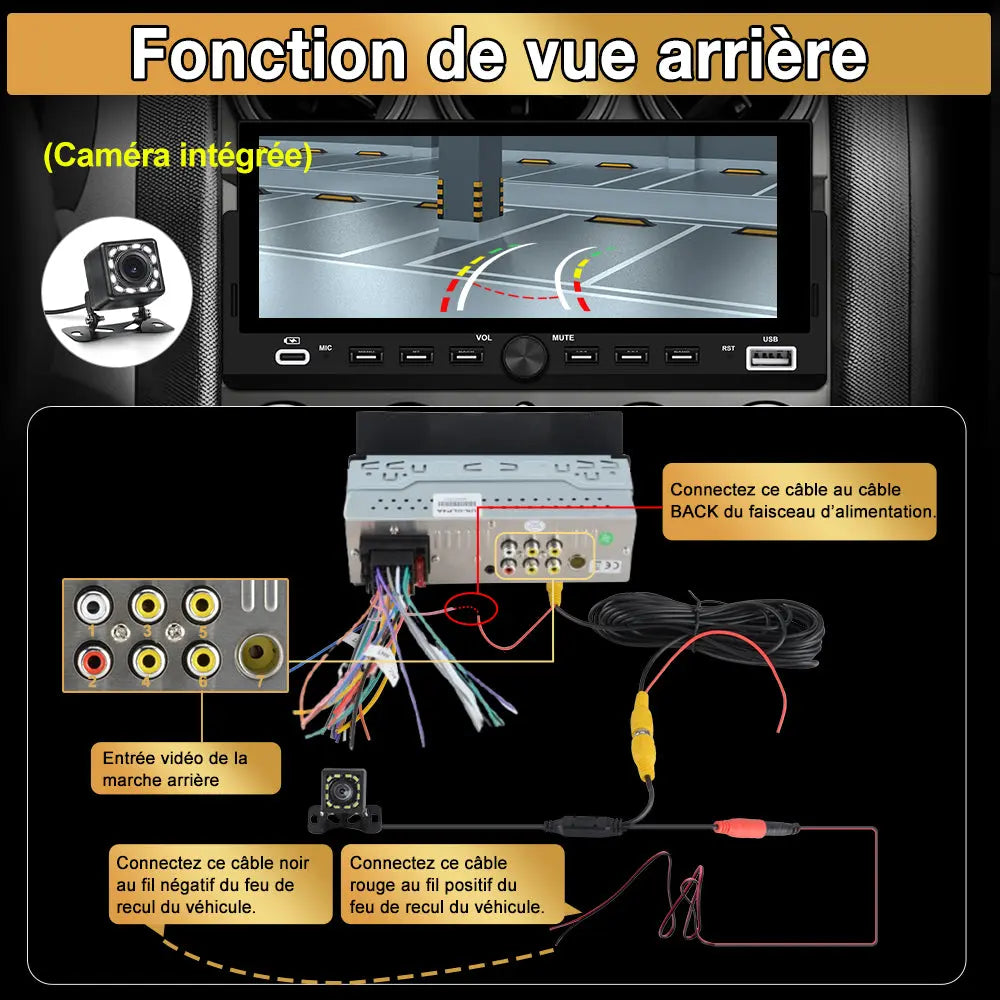 AWESAFE Autoradio 1 DIN avec Écran Tactile HD 6,86" ,CarPlay & Android Auto sans Fil Bluetooth FM Caméra et microphone AWESAFE