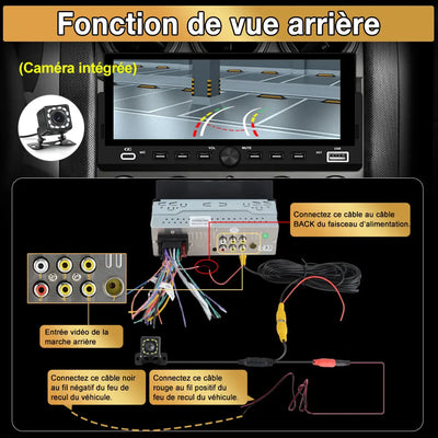 AWESAFE Autoradio 1 DIN avec Écran Tactile HD 6,86" ,CarPlay & Android Auto sans Fil Bluetooth FM Caméra et microphone AWESAFE