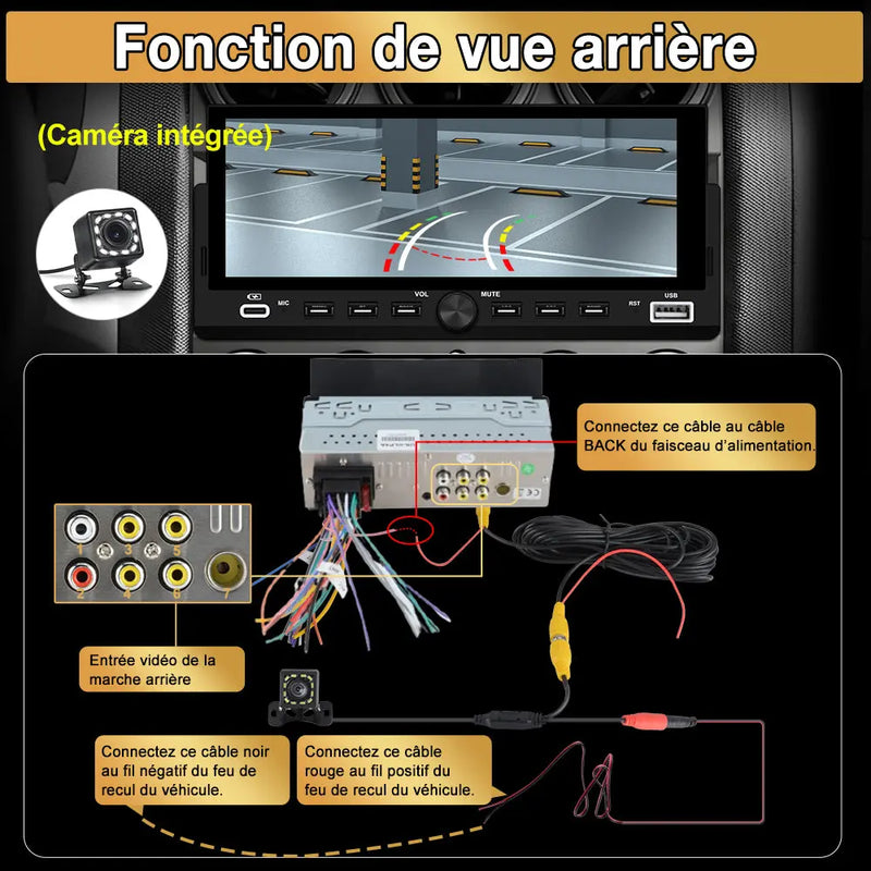 AWESAFE Autoradio 1 DIN avec Écran Tactile HD 6,86" ,CarPlay & Android Auto sans Fil Bluetooth FM Caméra et microphone AWESAFE