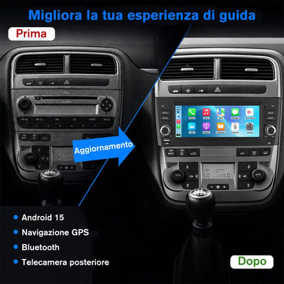 AWESAFE Autoradio 1 DIN per Fiat Grande Punto (2005-2012) 6,86" Android 15 Car Radio con Bluetooth Wireless CarPlay Android Auto WIFI GPS FM RDS Comandi al volante Telecamera posteriore (2GB+64GB) AWESAFE