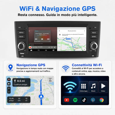 AWESAFE Autoradio 1 DIN per Fiat Grande Punto (2005-2012) 6,86" Android 15 Car Radio con Bluetooth Wireless CarPlay Android Auto WIFI GPS FM RDS Comandi al volante Telecamera posteriore (2GB+64GB) AWESAFE