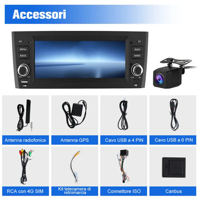 AWESAFE Autoradio 1 DIN per Fiat Grande Punto (2005-2012) 6,86" Android 15 Car Radio con Bluetooth Wireless CarPlay Android Auto WIFI GPS FM RDS Comandi al volante Telecamera posteriore (2GB+64GB) AWESAFE