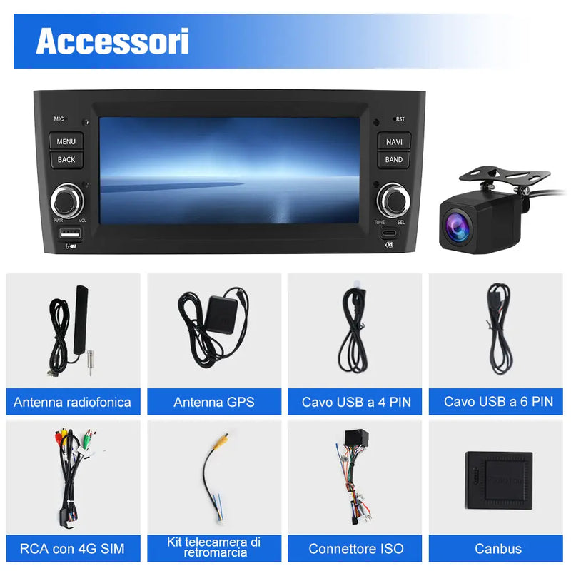 AWESAFE Autoradio 1 DIN per Fiat Grande Punto (2005-2012) 6,86" Android 15 Car Radio con Bluetooth Wireless CarPlay Android Auto WIFI GPS FM RDS Comandi al volante Telecamera posteriore (2GB+64GB) AWESAFE