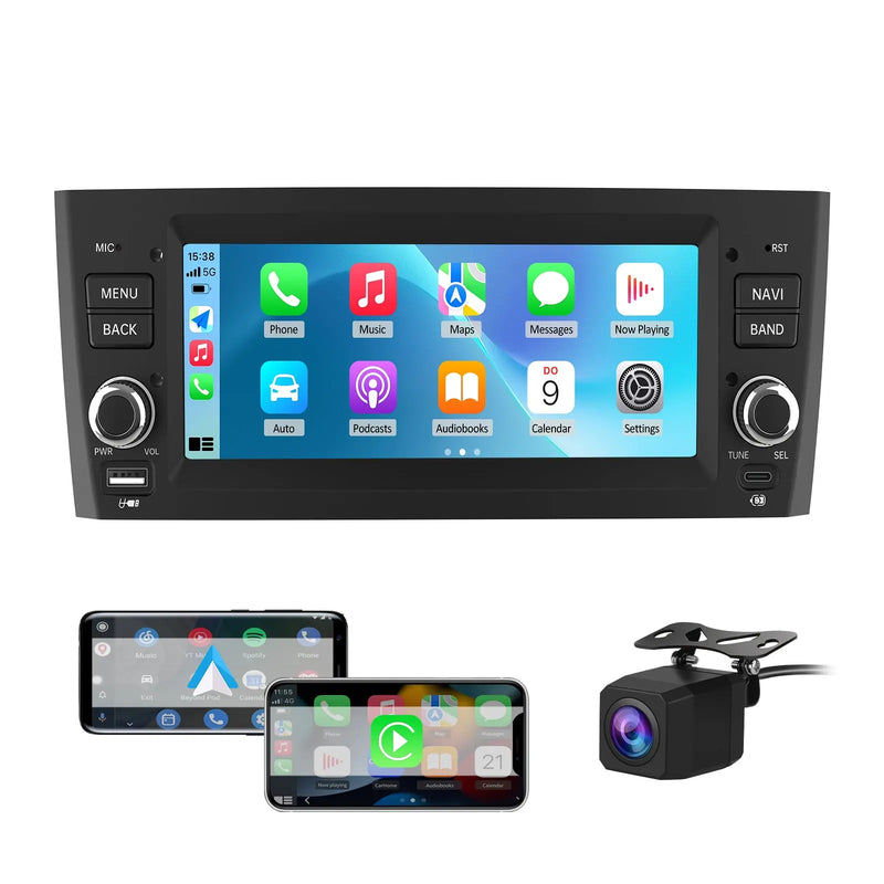 AWESAFE Autoradio 1 DIN per Fiat Grande Punto (2005-2012) 6,86" Android 15 Car Radio con Bluetooth Wireless CarPlay Android Auto WIFI GPS FM RDS Comandi al volante Telecamera posteriore (2GB+64GB) AWESAFE