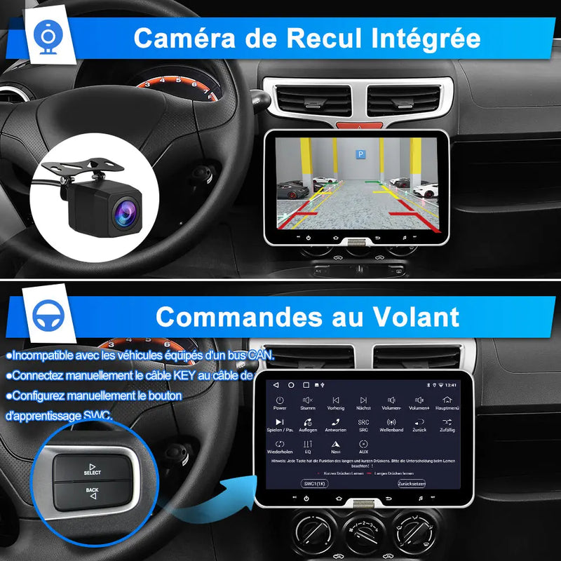 AWESAFE Autoradio 1 Din Universel Android 13 Écran Tactile Amovible 10,1 Pouces 2Go+64Go CarPlay & Android Auto Caméra de Recul  Bluetooth WiFi FM RDS Mirror Link Autoradio Multimédia AWESAFE