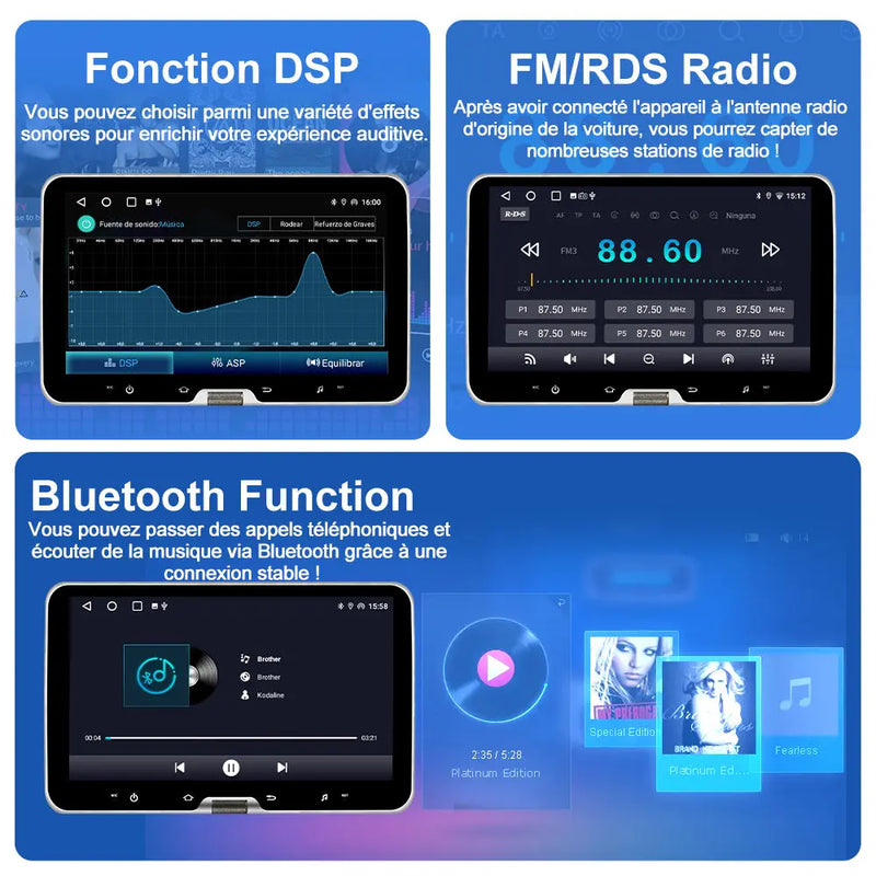 AWESAFE Autoradio 1 Din Universel Android 13 Écran Tactile Amovible 10,1 Pouces 2Go+64Go CarPlay & Android Auto Caméra de Recul  Bluetooth WiFi FM RDS Mirror Link Autoradio Multimédia AWESAFE