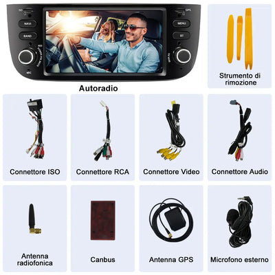AWESAFE Autoradio 1 Din per Fiat Linea Punto Evo 2012-2015 Android 11 (2G+32GB) 6.2 pollici Car Stereo Radio con Navigatore SD USB BT WIFI Comandi al volante Mirror Link (Nero Brillante) AWESAFE