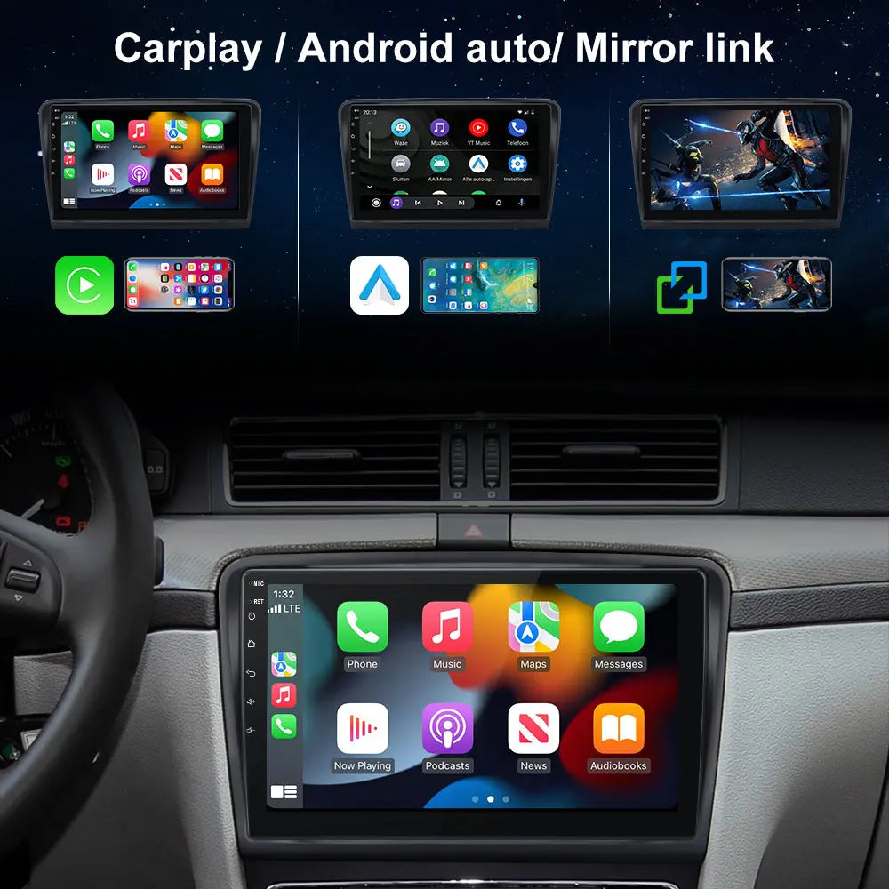 AWESAFE Autoradio 10 pouces Android 13 2+64 Go avec WiFi /Bluetooth/DSP/Android Auto & CarPlay sans fil - pour Skoda Superb 2(2008-2015) AWESAFE