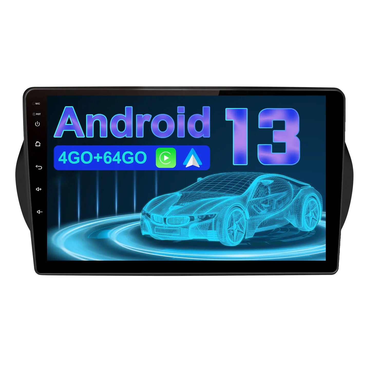 AWESAFE Autoradio 10 pouces Android 13 4G 4+64 Go avec BT/DSP/Android Auto & CarPlay sans fil pour Fiorino Qubo Nemo (2008-2017) AWESAFE