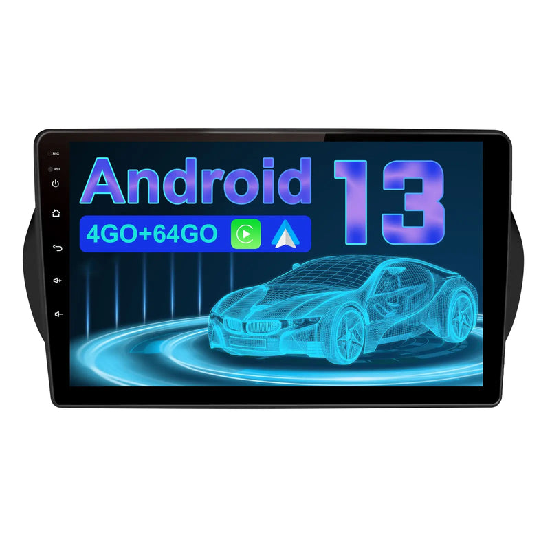 AWESAFE Autoradio 10 pouces Android 13 4G 4+64 Go avec BT/DSP/Android Auto & CarPlay sans fil pour Fiorino Qubo Nemo (2008-2017) AWESAFE