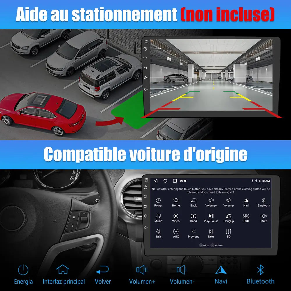 AWESAFE Autoradio 10 pouces Android 13 4G 4+64 Go avec BT/DSP/Android Auto & CarPlay sans fil pour Fiorino Qubo Nemo (2008-2017) AWESAFE