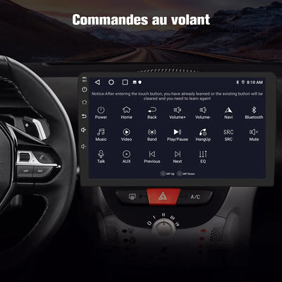AWESAFE Autoradio 10.1 pouces Android 13 4G 4+64 Go avec BT/DSP - AA & CarPlay sans fil - pour Peugeot 107, Toyota Aygo, Citroën C1 (2005-2014) AWESAFE