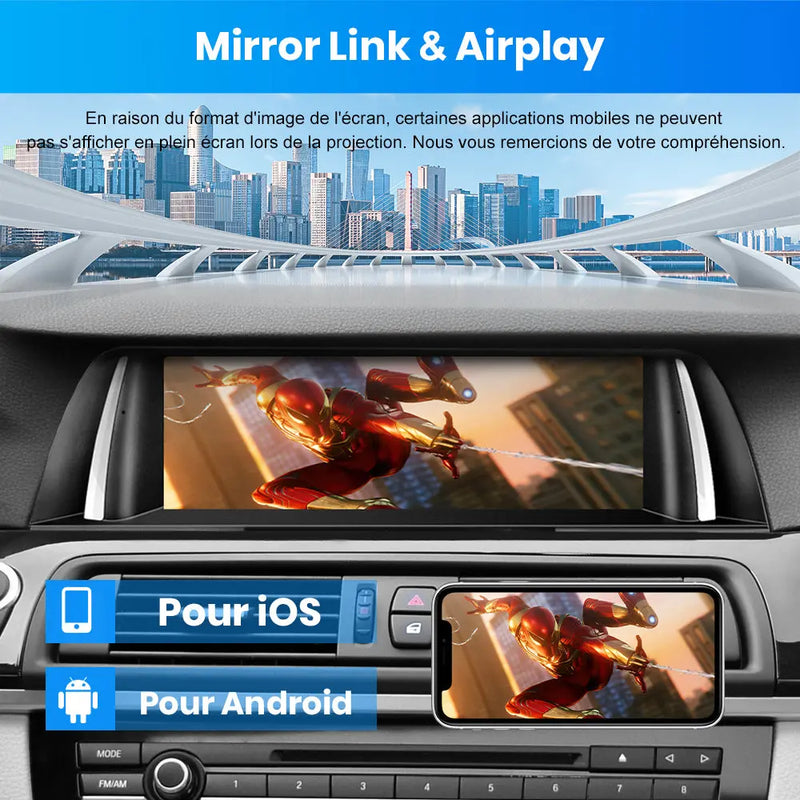 AWESAFE Autoradio 10.25" 4G 4+64GB Android 12, Bluetooth, Android Auto & CarPlay sans fil, pour BMW Série 5 F10 F11 F18 2013-2017 NBT AWESAFE