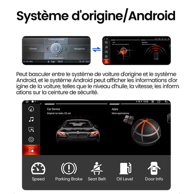 AWESAFE Autoradio 10.25" 4G 4+64GB Android 12, Bluetooth, Android Auto & CarPlay sans fil, pour BMW Série 5 F10 F11 F18 2013-2017 NBT AWESAFE