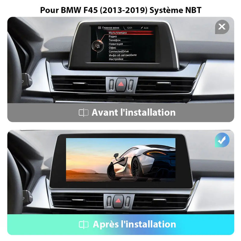 AWESAFE Autoradio 10.25" 4G 4+64GB Android 13, écran tactile, FM, Bluetooth 5.0, Android Auto & CarPlay sans fil, pour BMW Série 2 F45 2013-2019 NBT AWESAFE