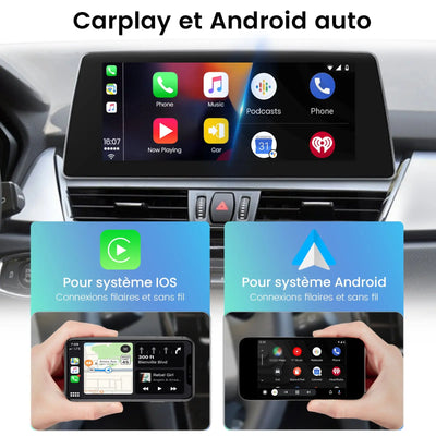 AWESAFE Autoradio 10.25" 4G 4+64GB Android 13, écran tactile, FM, Bluetooth 5.0, Android Auto & CarPlay sans fil, pour BMW Série 2 F45 2013-2019 NBT AWESAFE