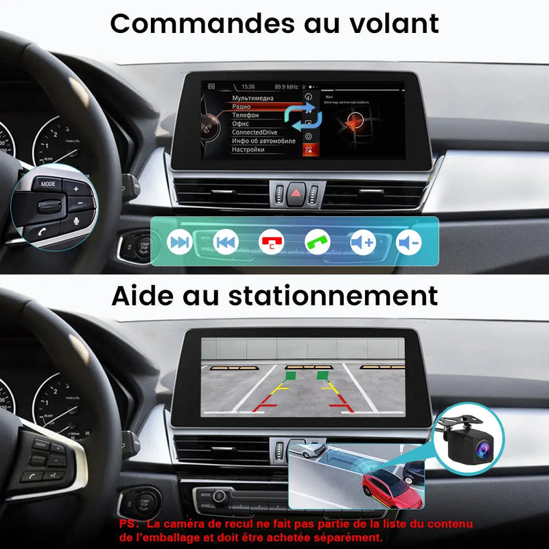 AWESAFE Autoradio 10.25" 4G 4+64GB Android 13, écran tactile, FM, Bluetooth 5.0, Android Auto & CarPlay sans fil, pour BMW Série 2 F45 2013-2019 NBT AWESAFE