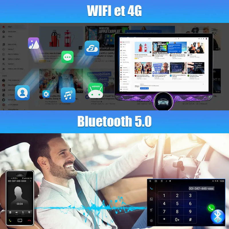 AWESAFE Autoradio 11.5 Pouces 4G 4+64GB Android 12, Bluetooth 5.0, bouton rotatif, Android Auto & CarPlay sans fil, pour VW T5 Multivan Transporter 2008-2015 AWESAFE