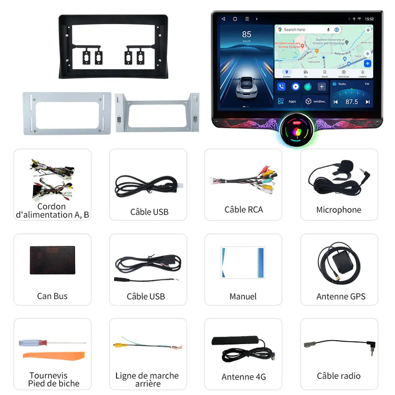 AWESAFE Autoradio 11.5 Pouces 4G 4+64GB Android 12, Bluetooth 5.0, bouton rotatif, Android Auto & CarPlay sans fil, pour VW T5 Multivan Transporter 2008-2015 AWESAFE