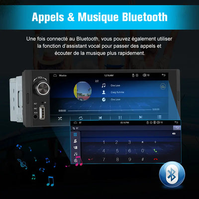 AWESAFE Autoradio 1DIN avec écran tactile 6,36 pouces, A-pple CarPlay sans fil, Android Auto sans fil, Mirror Link, Bluetooth, transmetteur FM, caméra de recul et microphone intégré pour voiture AWESAFE SHOP