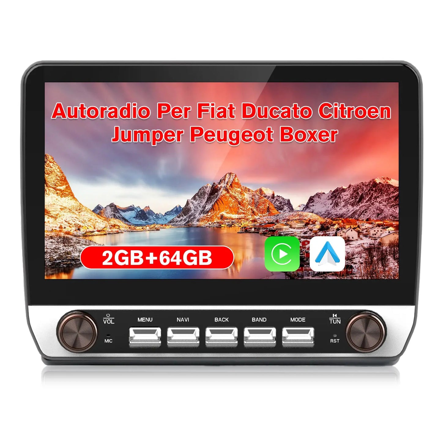 AWESAFE Autoradio 2+64GB Android 13 con Schermo Touchscreen HD 10,1 Pollici e Doppie Manopole - Per Fiat Ducato 2012-2023 e Citroen Jumper/Peugeot Boxer 2007-2023 - Bluetooth/FM/Controllo al Volante con CarPlay Wireless e Android Auto AWESAFE