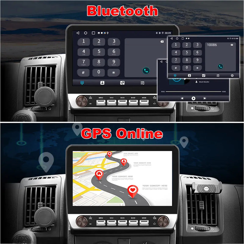 AWESAFE Autoradio 2+64GB Android 13 con Schermo Touchscreen HD 10,1 Pollici e Doppie Manopole - Per Fiat Ducato 2012-2023 e Citroen Jumper/Peugeot Boxer 2007-2023 - Bluetooth/FM/Controllo al Volante con CarPlay Wireless e Android Auto AWESAFE