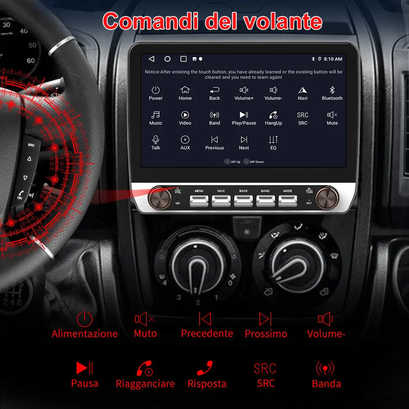 AWESAFE Autoradio 2+64GB Android 13 con Schermo Touchscreen HD 10,1 Pollici e Doppie Manopole - Per Fiat Ducato 2012-2023 e Citroen Jumper/Peugeot Boxer 2007-2023 - Bluetooth/FM/Controllo al Volante con CarPlay Wireless e Android Auto AWESAFE