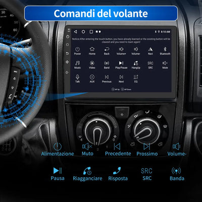 AWESAFE Autoradio 6+128GB con Touchscreen 9 Pollici - Per Fiat Ducato 2006-2013 - GPS/Bluetooth/DSP/4G con CarPlay Wireless e Android Auto AWESAFE