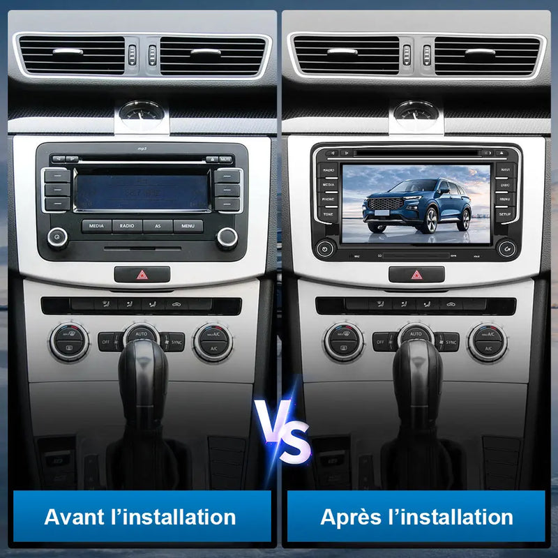 AWESAFE Autoradio 7 Pouces Android 13 - 4+64 Go 4G, Bluetooth/DVD, Android Auto & CarPlay sans fil - pour Volkswagen Magotan AWESAFE